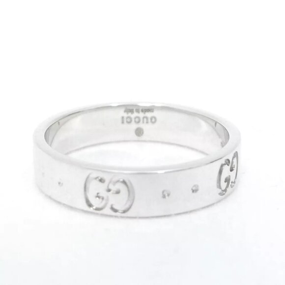 Authentic GUCCI Icon Ring K18 WG US:5 White Gold